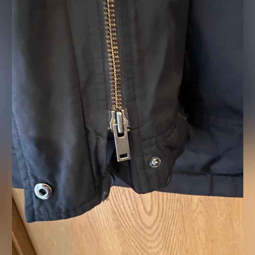 Banana Republic XXL Black Hooded Parka with Faux Fur Trim Coat